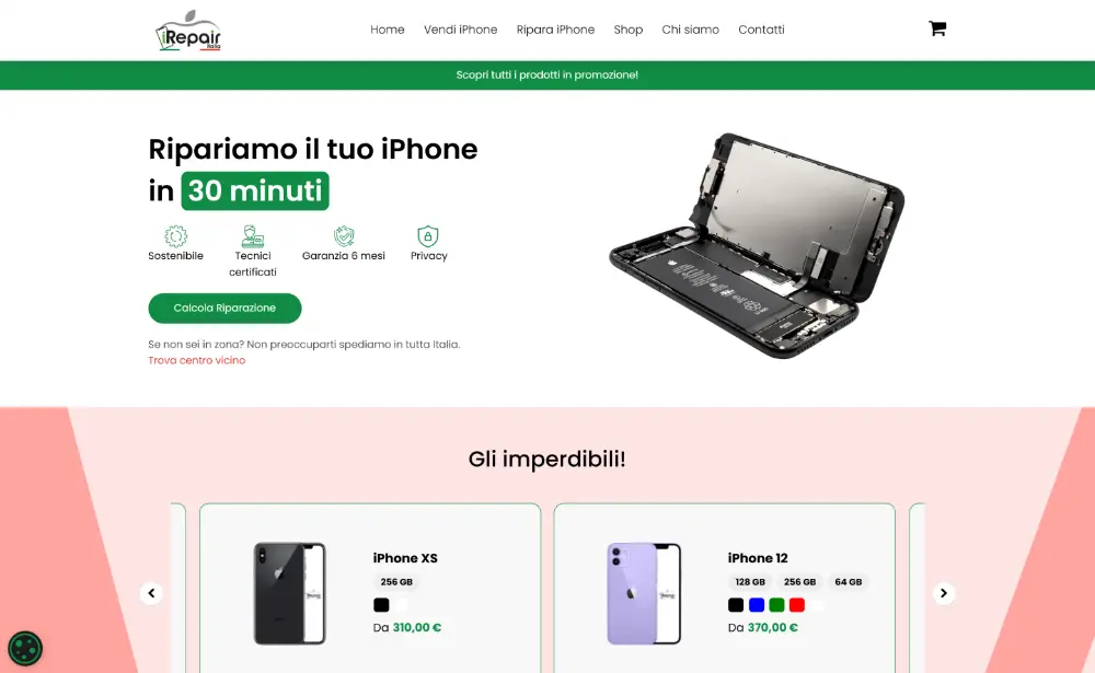 iRepair Project First Fold Of Home Page
